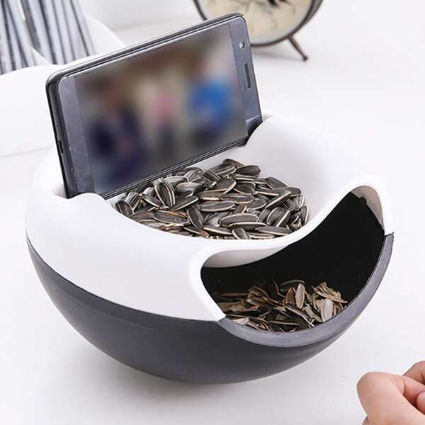 

1pc Multifunction Food Storage Box, Black and white