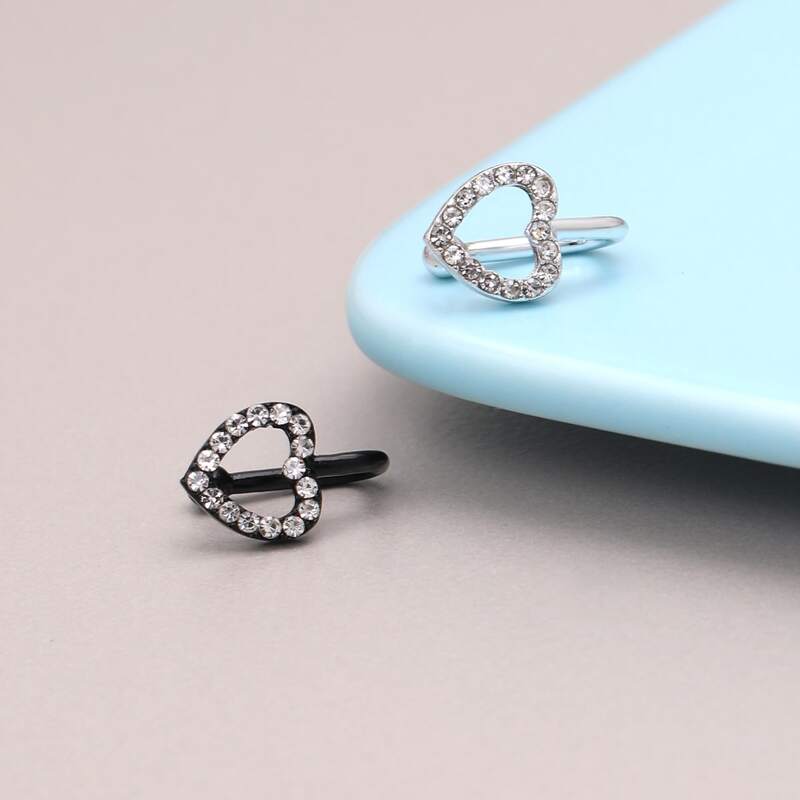 

2pcs Rhinestone Decor Nose Ring, Multicolor