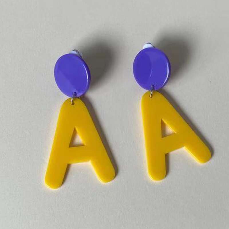 

Letter Drop Earrings, Yellow
