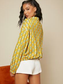 SHEIN Letter Graphic Half Zip Drop Shoulder Sweatshirt - Multicolor - View 2