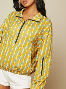 SHEIN Letter Graphic Half Zip Drop Shoulder Sweatshirt - Multicolor - View 4