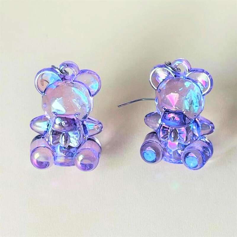 

Bear Drop Earrings, Mauve purple