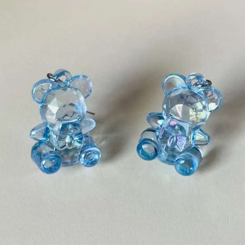 

Bear Drop Earrings, Baby blue