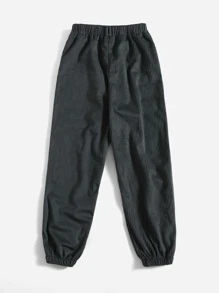 Girls Slant Pockets Tie Front Trousers - Dark Grey - View 2