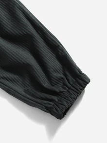 Girls Slant Pockets Tie Front Trousers - Dark Grey - View 3