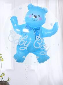 kumozawa 1 件粉色泰迪熊形状气球套装（不含吸管） - 藍色 - 查看 1