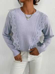 Jersey de hombros caídos con encaje delantero