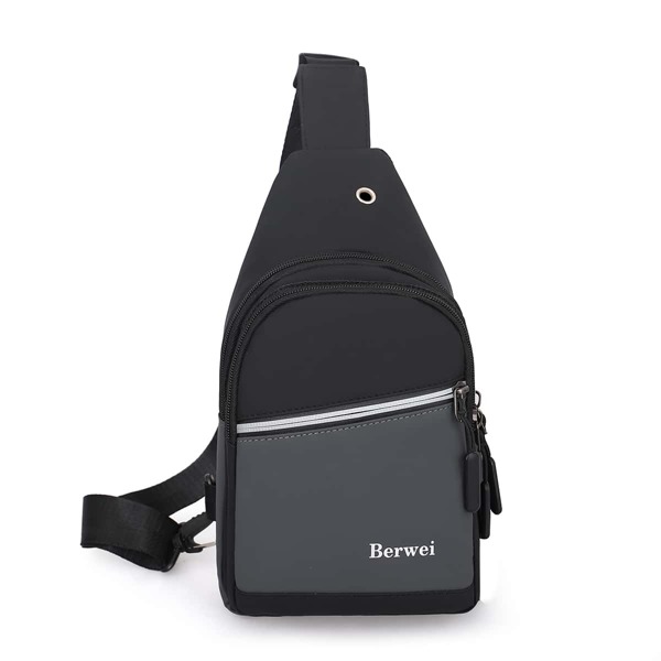 

Men Colorblock Letter Graphic Zip Front Fanny Pack, Grey