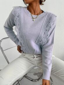 Jersey de hombros caídos con encaje delantero