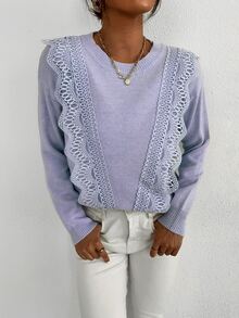 Jersey de hombros caídos con encaje delantero