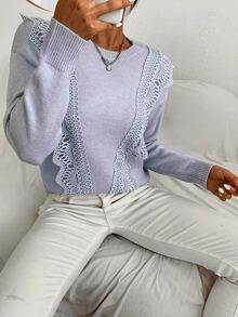 Jersey de hombros caídos con encaje delantero