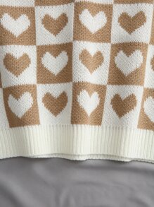 SHEIN Unity Heart & Checker Pattern Sweater Vest - Multicolor - View 4