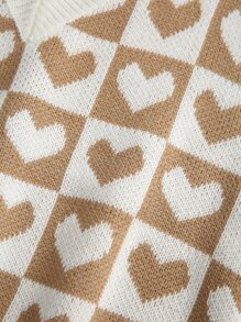 SHEIN Unity Heart & Checker Pattern Sweater Vest - Multicolor - View 5