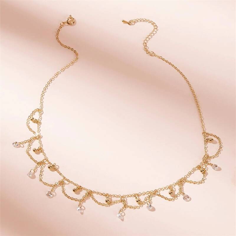 

Crystal Decor Chain Necklace, Gold