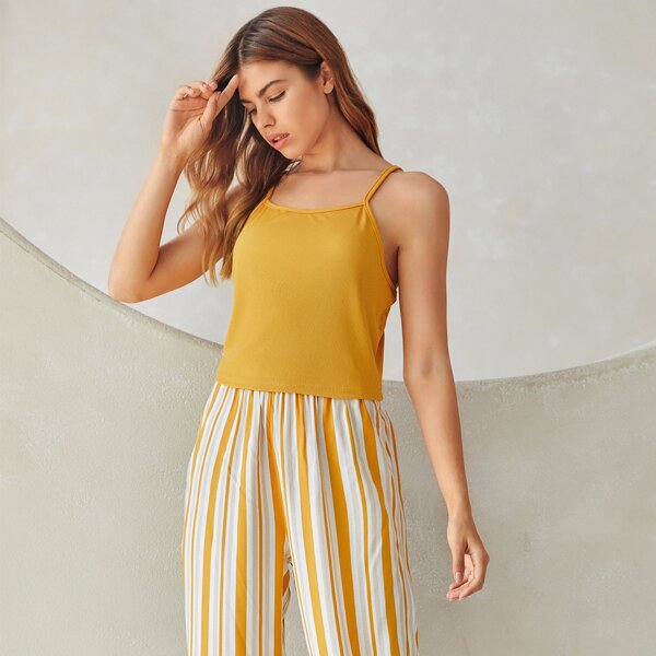 

Striped Print Cami PJ Set, Multicolor