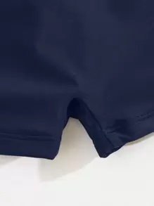 Summer Solid Tankini Set Ruched Tank Top & Shorts 2 Pieces Separate Bathing Suit - Navy Blue - View 7