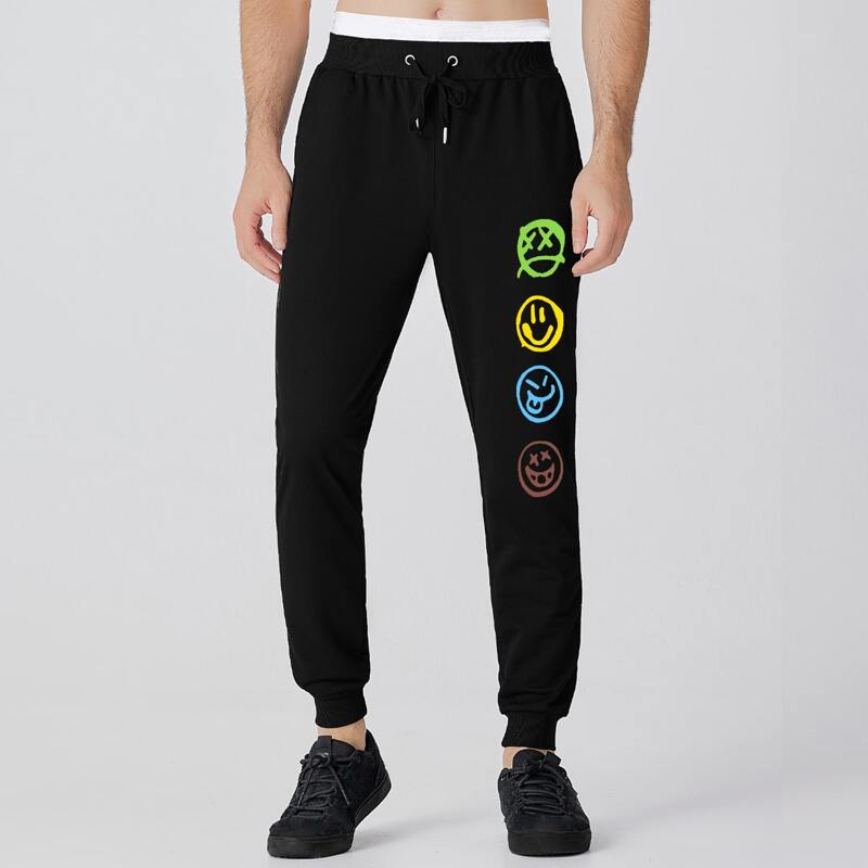 

Guys Cartoon Graphic Sweatpants, Black