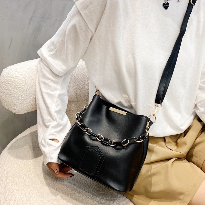 

Top Handle Bucket Bag, Black