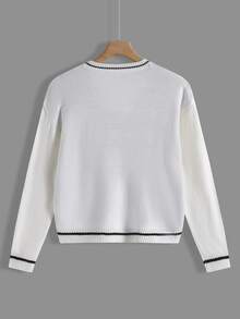 Áo len nữ Hình học Giải trí - trắng - Xem 2