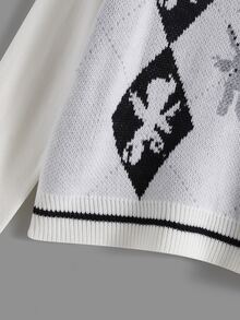 Áo len nữ Hình học Giải trí - trắng - Xem 3