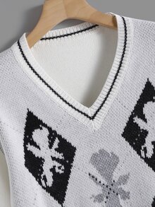 Áo len nữ Hình học Giải trí - trắng - Xem 4
