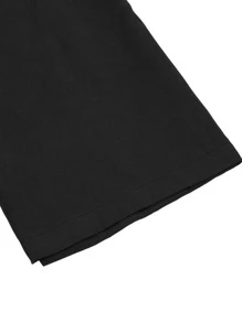 Manfinity Homme Loose Fit Men's Solid Color Drawstring Waist Shorts - Black - View 6