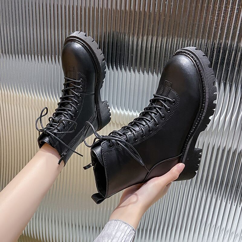 

Lace-up Front Combat Boots, Black