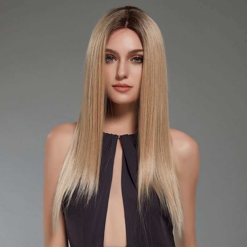 Natural Long Straight Wig, Gold