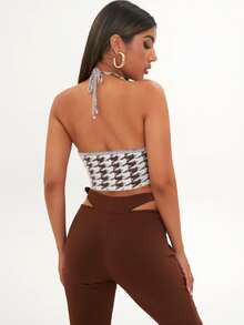 SHEIN EZwear 雙色毛茸茸吊脖針織上衣 - 彩色 - 查看 3