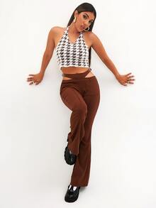 SHEIN EZwear 雙色毛茸茸吊脖針織上衣 - 彩色 - 查看 4