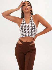 SHEIN EZwear 雙色毛茸茸吊脖針織上衣 - 彩色 - 查看 5