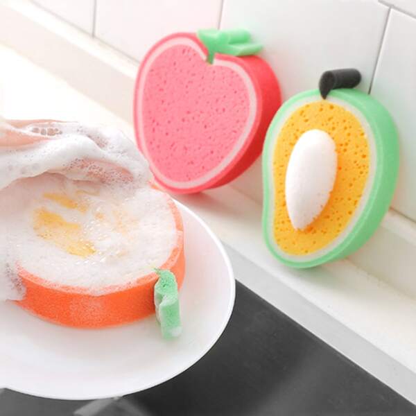 

1pc Random Fruit Cleaning Sponge, Multicolor
