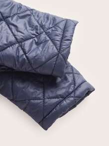 SHEIN 男孩幾何格紋衍縫絨毛內襯外套