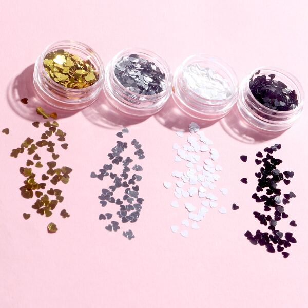 

4boxes Heart Shaped Nail Art Decoration Sequin, Multicolor