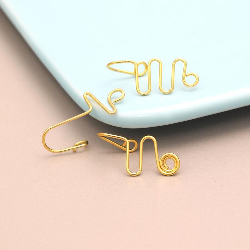 

Guys 3pcs Structured Nose Ring, Gold