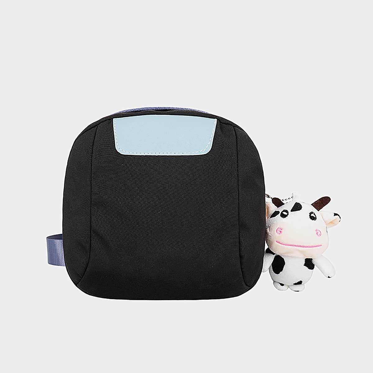 

Zipper Up Crossbody Bag With Cartoon Charm, Black