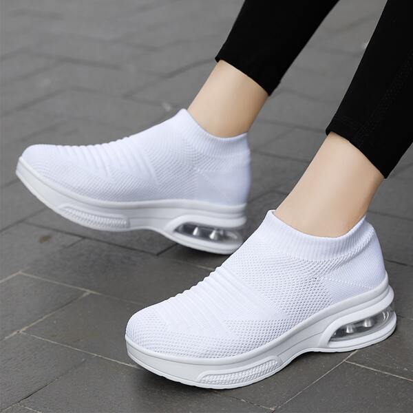

Minimalist Knit Slip On Running Shoes, White