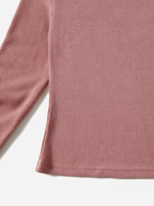 SHEIN Girls Ruffle Trim Tee - Dusty Pink - View 4