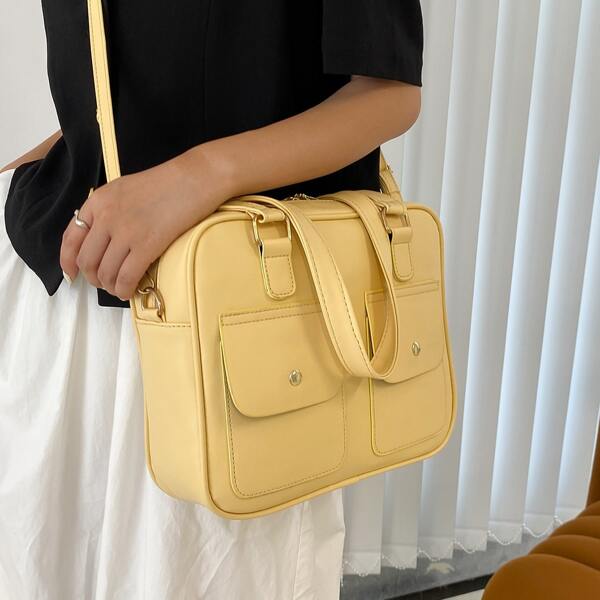 

Double Pocket Front Shoulder Bag, Yellow