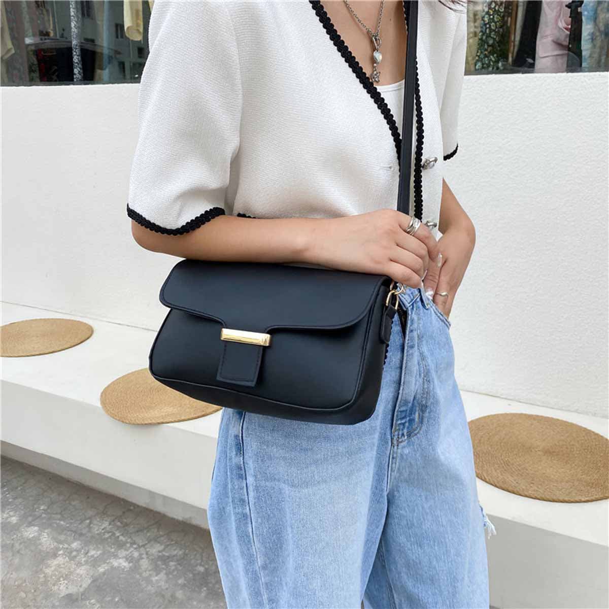

Push Lock Crossbody Bag, Black