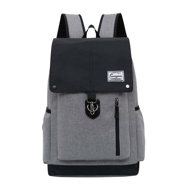 

Men Letter Patch Flap Backpack, Grey