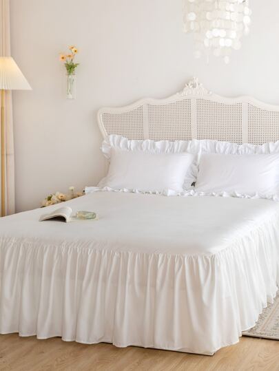 1pc Bed Skirt, Bedding, Soft & Breathable Bed Sheet With Ruffled Hem And Elastic Band, Comfortable Sleep, Lightweight & Elegant, Cloud-Like Soft Texture, Fits Twin, Full, Queen, King Size Beds, Machine Washable, Princess Style Room Decor