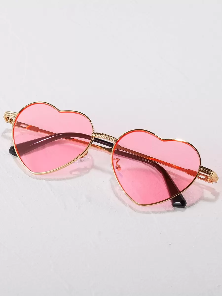Heart Frame Fashion Glasses Cute Beach Accessories For Women Sun Glasses Sunglasses Shades - Pink - View 1