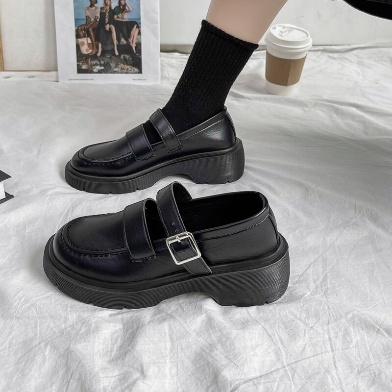 

Minimalist Buckle Strap Flats, Black