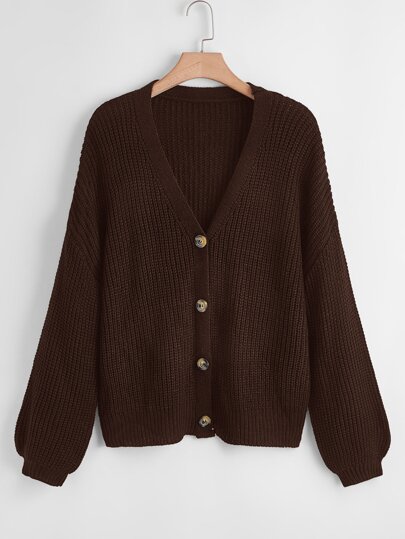 Calvaya Plus Size Women's Solid V-Neck Single-Breasted Long Sleeve Casual Commuter Versatile Cardigan Sweater, Autumn/Winter Fall Cloth For Women