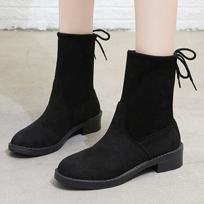 

Minimalist Drawstring Sock Boots, Black