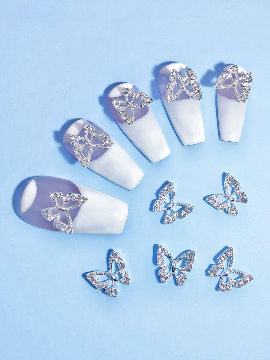 10 件蝴蝶形美甲装饰 DIY 指甲饰品 美甲宝石 美甲用品 指甲