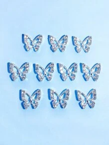 10 件蝴蝶形美甲装饰 DIY 指甲饰品 美甲宝石 美甲用品 指甲