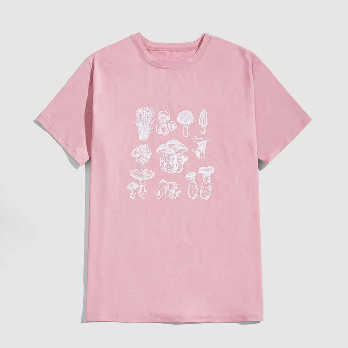

Guys Mushroom Graphic Tee, Baby pink