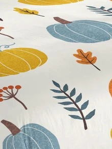 Pumpkin Print Duvet Cover Set Without Filler - Multicolor - View 4